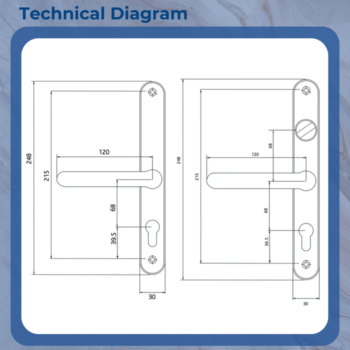 Fab Fix Door Handle Farnham Sprung Inline Lever Lever 68mm Door Handle Snib