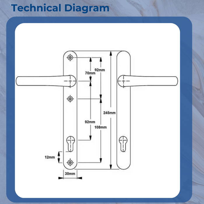 Hoppe Atlanta Lever Lever UPVC Multipoint Door Handles - 92mm PZ Unsprung 200mm Screw Centres Triple Screw Suits Roto