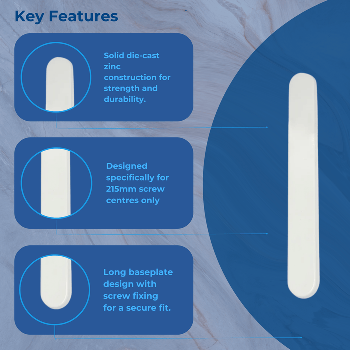 uPVC Door Handle Blank Plate French Doors Blanking Handle PVC 215mm Screw Centres
