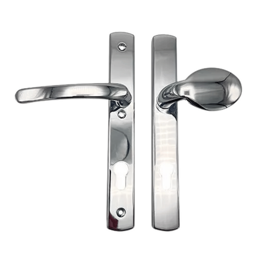 UPVC Lever Moveable Pad Multipoint Door Handles – 92mm PZ Centres – 215mm Screw Fixings – Sprung Handle with 3x Fixings – Replacement for uPVC Doors