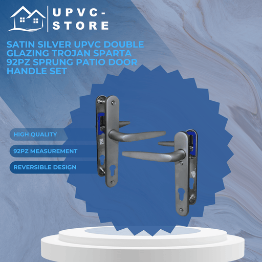Satin Silver UPVC Double Glazing Trojan Sparta 92PZ Sprung Patio Door Handle Set