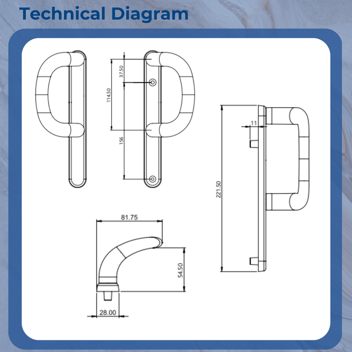 Pembroke Sliding Patio Door Dummy Handle for uPVC, Timber & Aluminium Doors Reversible D shaped