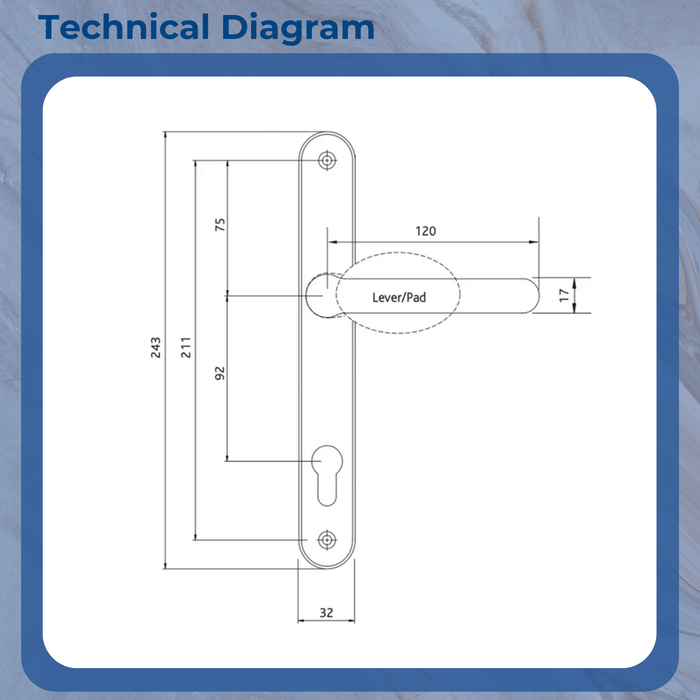 INGENIOUS Lever Pad UPVC Door Handle Inline Lever / Pad Sprung 92mm PZ Double Glazing Pair Set PVC 211mm Screws