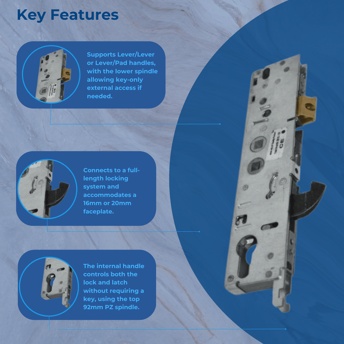 Fix Yale Asgard 35mm Multi Point Upvc Double Glazed Door Lock Gearbox Case