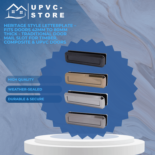 Heritage Style Letterplate – Fits Doors 42mm to 80mm Thick - Traditional Door Mail Slot for Timber, Composite & uPVC Doors