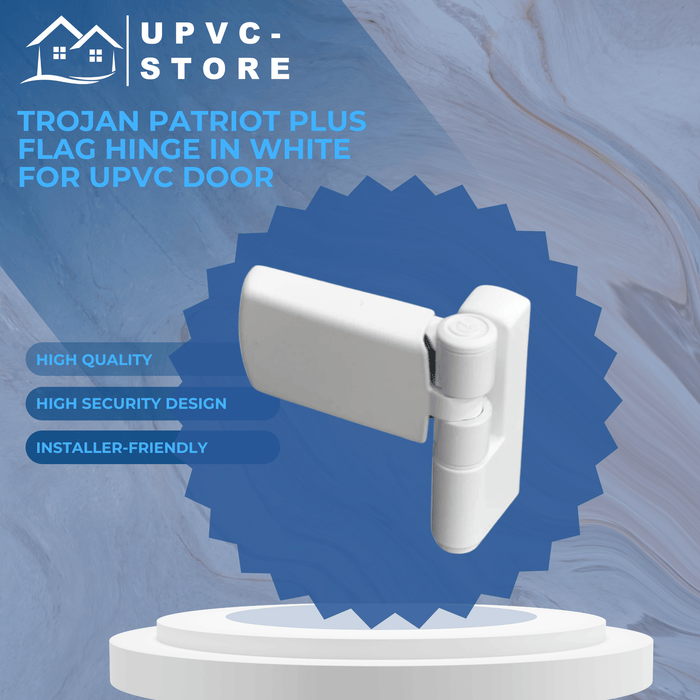 TROJAN PATRIOT PLUS FLAG HINGE IN WHITE FOR UPVC DOOR