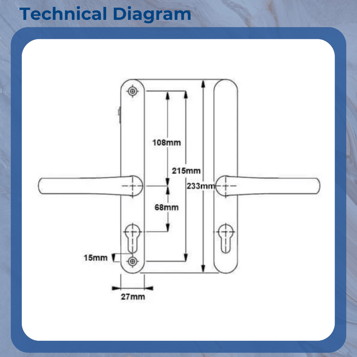 Hoppe Fullex Lever/Lever uPVC Multipoint Door Handles with Snib – 68mm PZ, Sprung, 215mm Screw Centres