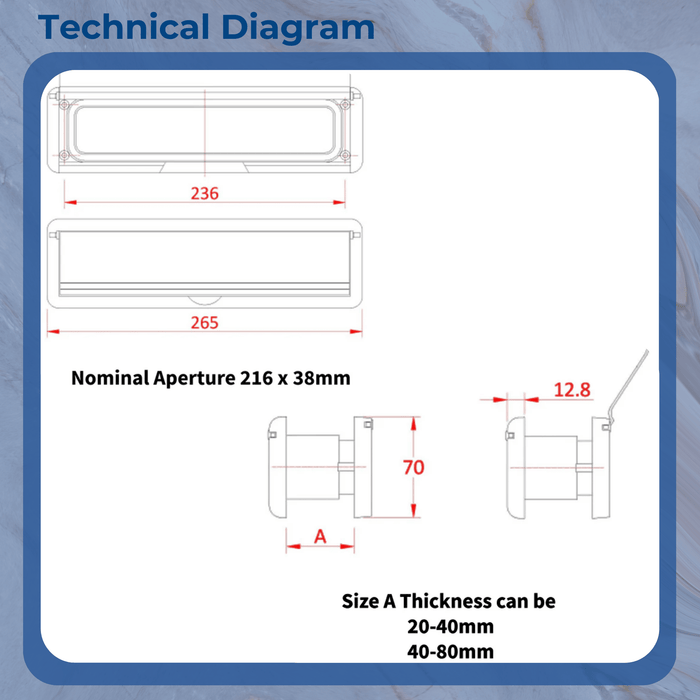 10" Inch Letter Box Letter Plate Set Doormaster UPVC Composite & Wood Doors
