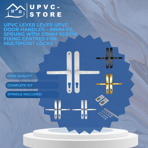 UPVC Lever Lever uPVC Door Handles – 68mm PZ, Sprung with 215mm Screw Fixing Centres for Multipoint Locks