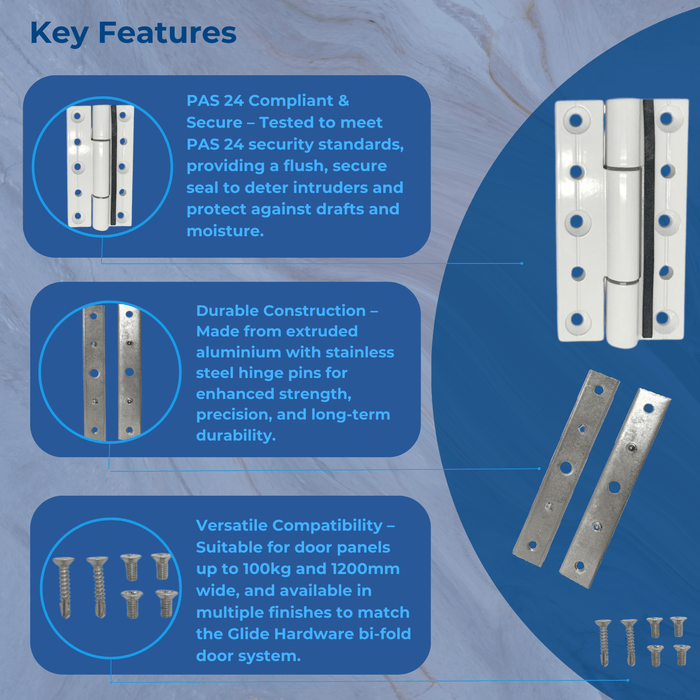 Glide Hardware Bi-Fold Door Hinge - Aluminium System Cortizo