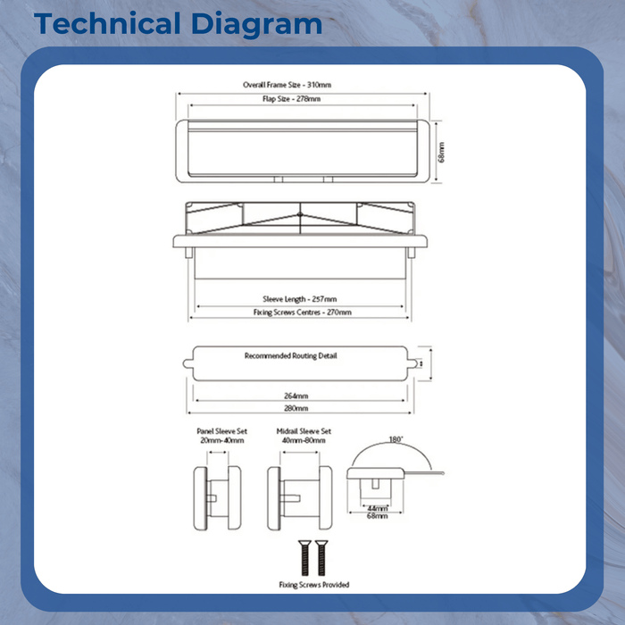 Fab Fix Nu Mail Edge 12" Inch Sprung Letter Box Plate UPVC Wooden Doors