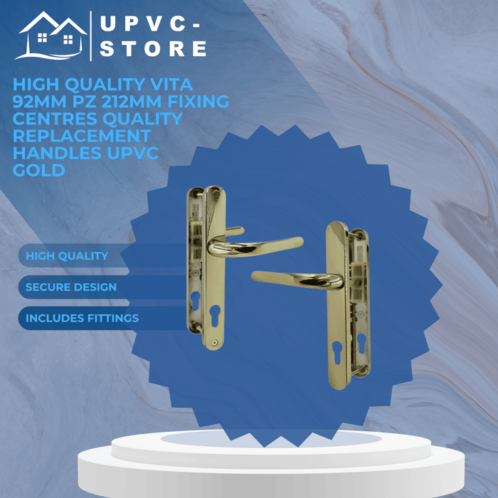 High Quality Vita 92mm PZ 212mm Fixing Centres Quality Replacement Handles uPVC Gold