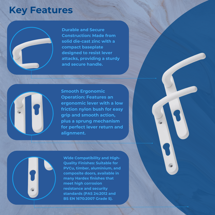 Fab Fix Windsor UPVC Lever Door Handles 92pz 122mm Screw Centres