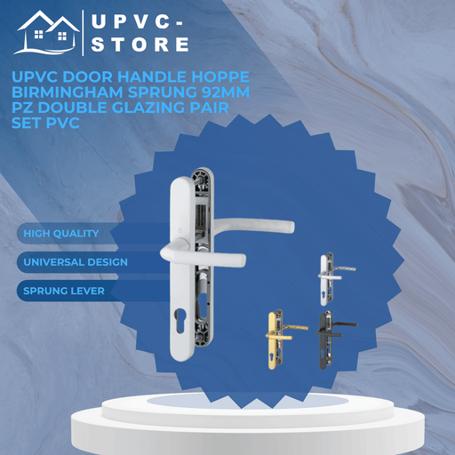 UPVC Door Handle Hoppe Birmingham Sprung 92mm PZ Double Glazing Pair Set PVC