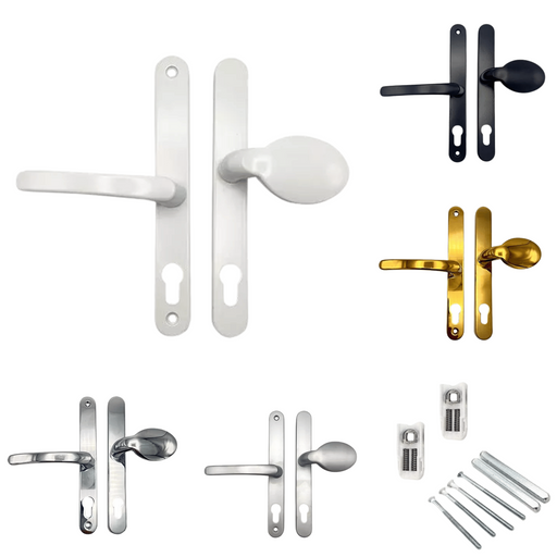 Lever Moveable Pad Offset uPVC Multipoint Door Handles – 70/92mm PZ – Sprung – 215mm Screw Centres – Replacement Door Handle for uPVC Doors
