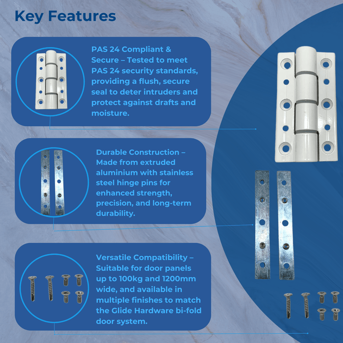 Glide Hardware Bi-Fold Door Hinge - Aluminium System Exlabesa, smarts Visofold 1000