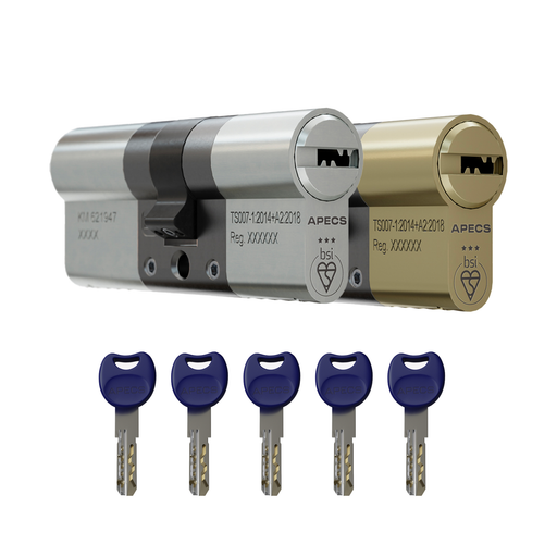 APECS AP 3* Star Euro Cylinder Door Lock uPVC Aluminium Timber Door Barrel 6 Pin 5 Keys