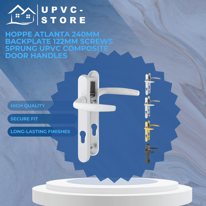 Hoppe Atlanta 240mm Backplate 122mm Screws Sprung Upvc Composite Door Handles