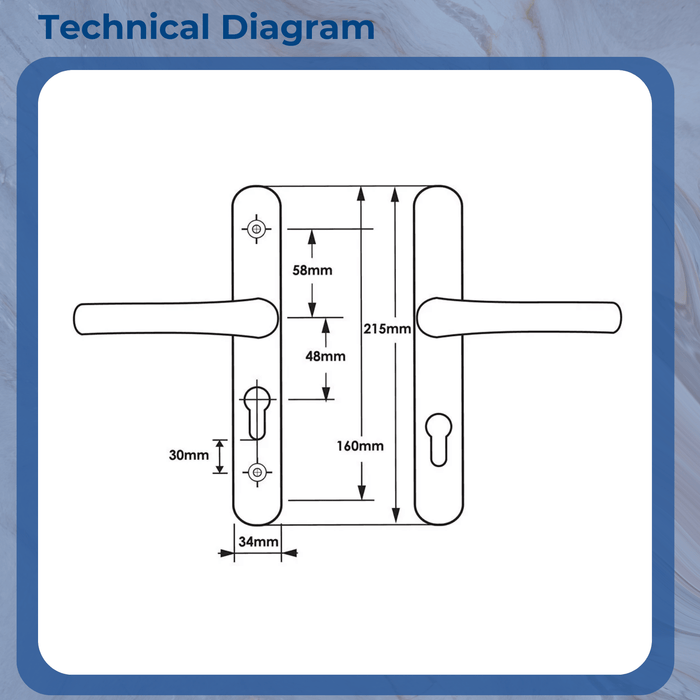 Lever Lever uPVC Multipoint Door Handles – 48mm PZ Centres – Sprung Mechanism – 160mm Fixing Screw Centres