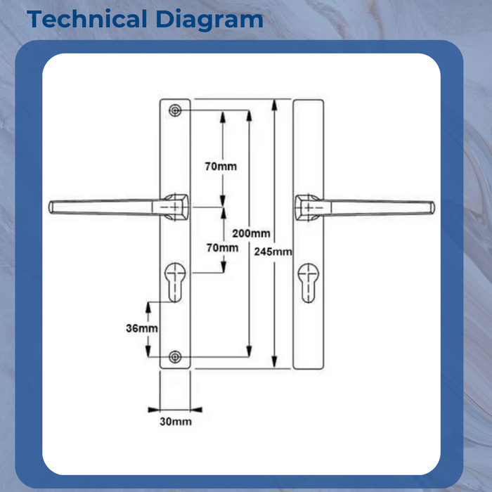 Hoppe Frankfurt Lever Lever UPVC Multipoint Door Handles - 70mm PZ Unsprung 200mm Screw Centres