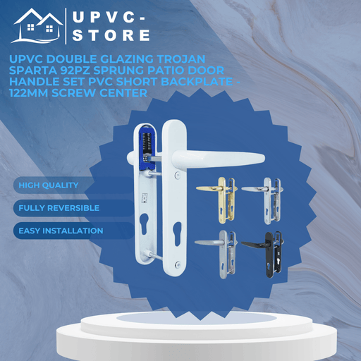 UPVC Double Glazing Trojan Sparta 92PZ 122mm Screw Centers Sprung Patio Door Handle Set PVC