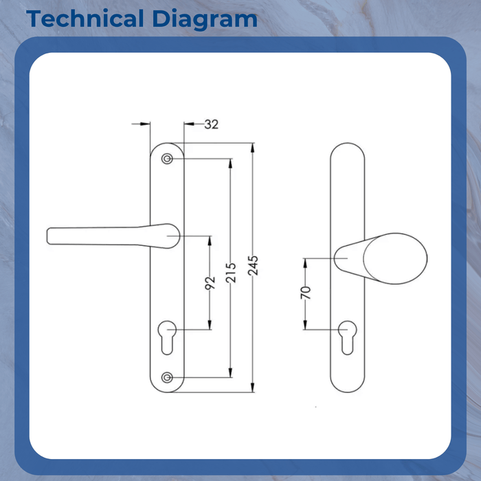 Yale Offset Lever/Pad Gold Handle for uPVC Doors – 92/70mm Centres