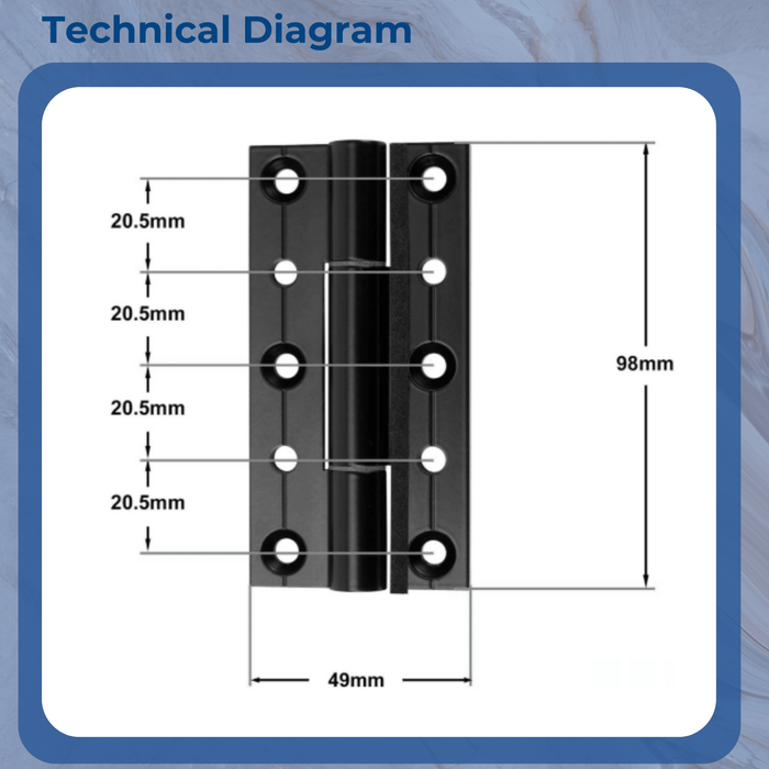 Glide Hardware Bi-Fold Door Hinge - Aluminium System Cortizo