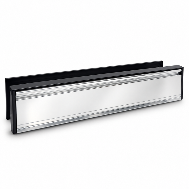 Yale Slimmaster 12 Inch uPVC Door Letterbox - Polished Silver & Black, 317 x 50mm