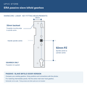 ERA Warmcore Liniar Passive Slave Bifold Door Lock Gearbox 35mm Backset 92mm PZ