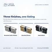 APECS AP v3 3 Star Euro Cylinder Key/Key Door Lock uPVC Composite Aluminium Timber 3 Keys