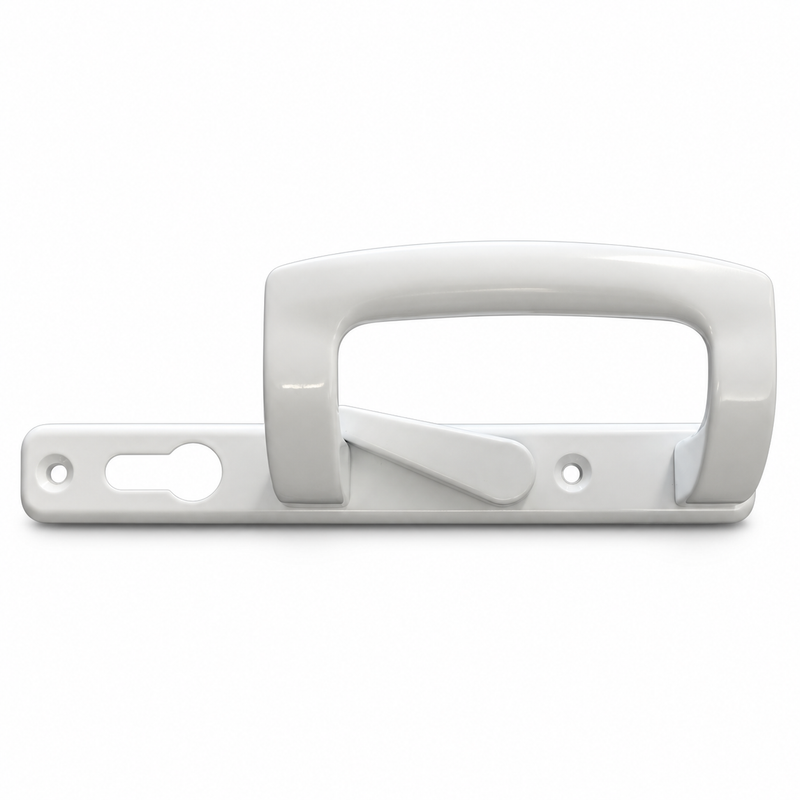 White locking patio handle front detail