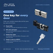 APECS AP v3 3 Star Euro Cylinder Key/Key Door Lock uPVC Composite Aluminium Timber 3 Keys