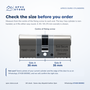 APECS AP v3 3 Star Euro Cylinder Key/Key Door Lock uPVC Composite Aluminium Timber 3 Keys
