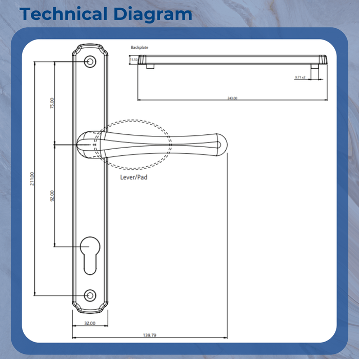 Heritage Inline Lever Pad Door Handle – Sprung Handle for uPVC, Timber & Composite Doors