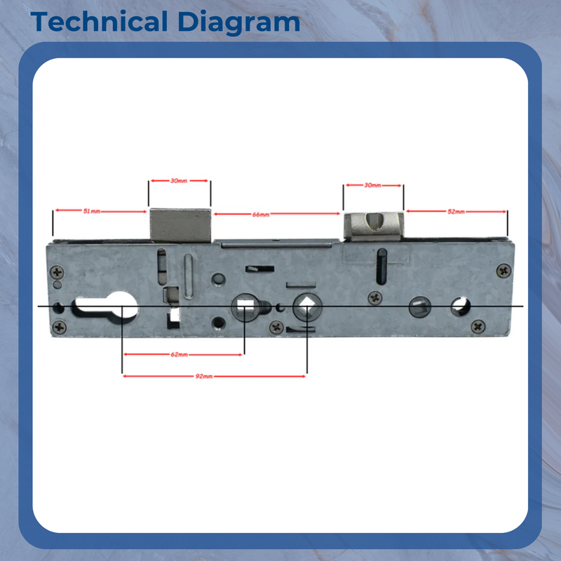 Replacement Lockmaster Mila Master Dual Twin Double Spindle Door Lock Centre Case Gearbox