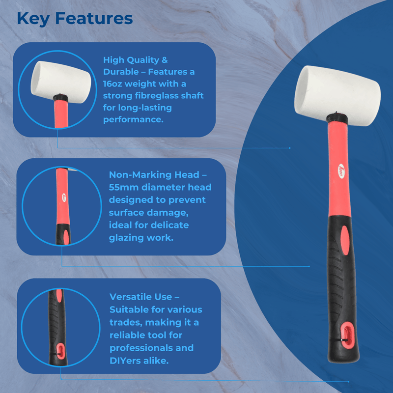 Glazing Tool 16oz Rubber Mallet - None Marking Head UPVC Xpert