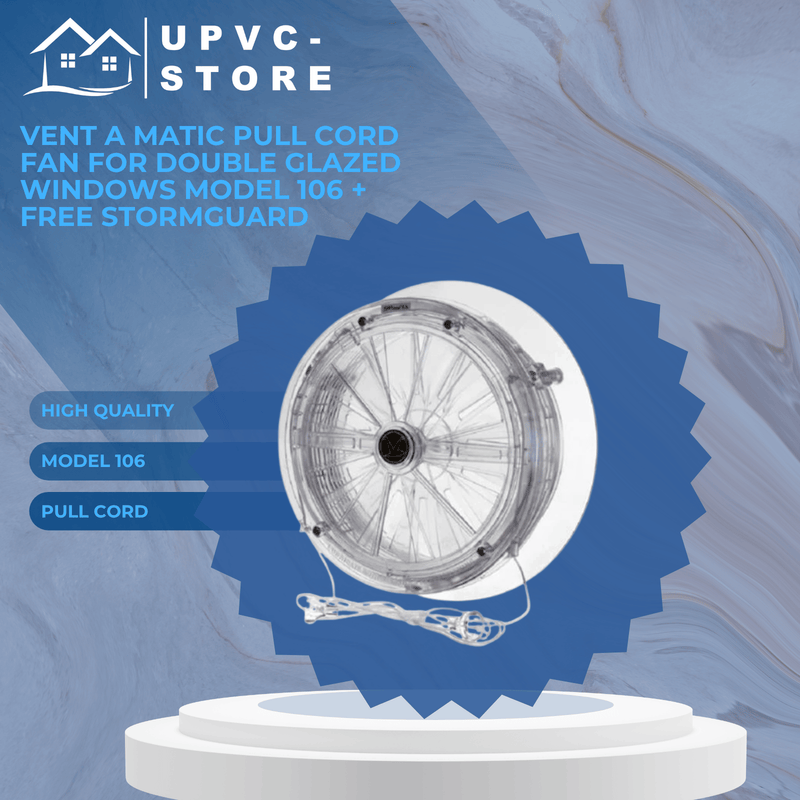 Vent A Matic Pull Cord Fan For Double Glazed Windows Model 106 + Free Stormguard