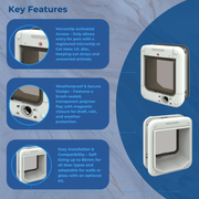 Cat Mate Tamper Proof 4 Way Lock Microchip WhiteCat Flap White 24.6cm