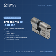 APECS AP v3 3 Star Euro Cylinder Key/Key Door Lock uPVC Composite Aluminium Timber 3 Keys