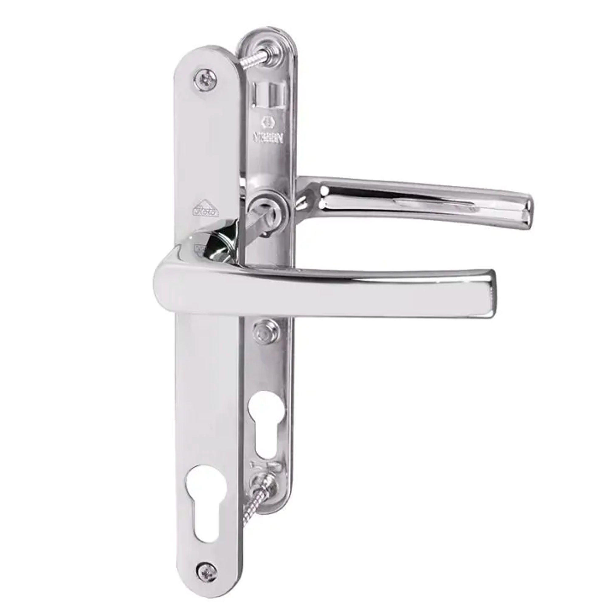 Genuine Roto Upvc Door Handle 200mm Screw Fix 2 Hole Fix 92mm PZ Sprung in Polished Chrome D66