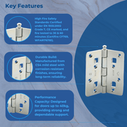 Kensington Hardware - SECURITY BUTT HINGE 4542 3.9x3.5" GRADE 7 100X90MM