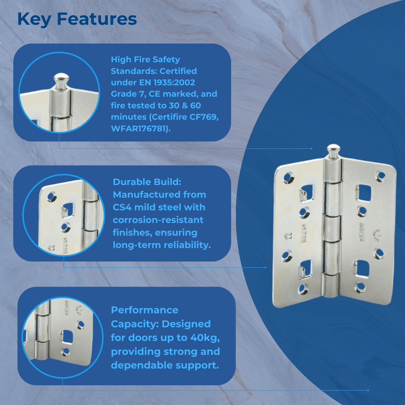 Kensington Hardware - SECURITY BUTT HINGE 4542 3.9x3.5" GRADE 7 100X90MM