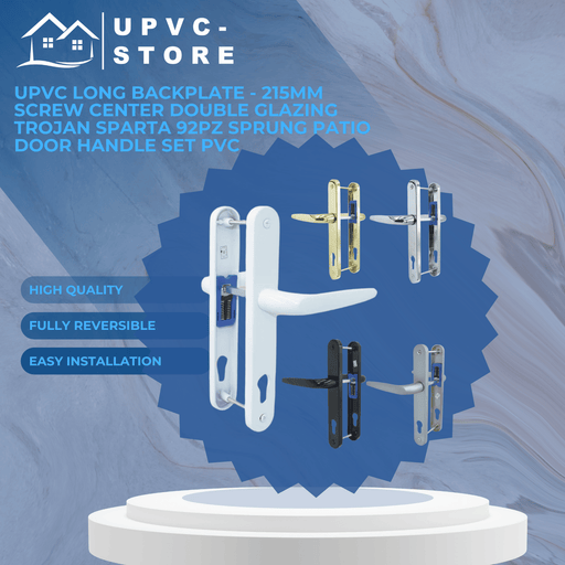 UPVC Double Glazing Trojan Sparta 92PZ Sprung Patio Door Handle Set PVC 215mm Screw Centers