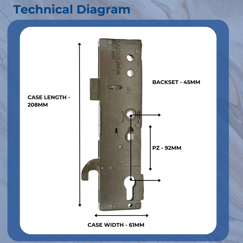 Lockmaster - Millenco Upvc Gearbox Door Lock (Hook) 45mm 92mm 62mm Night Latch