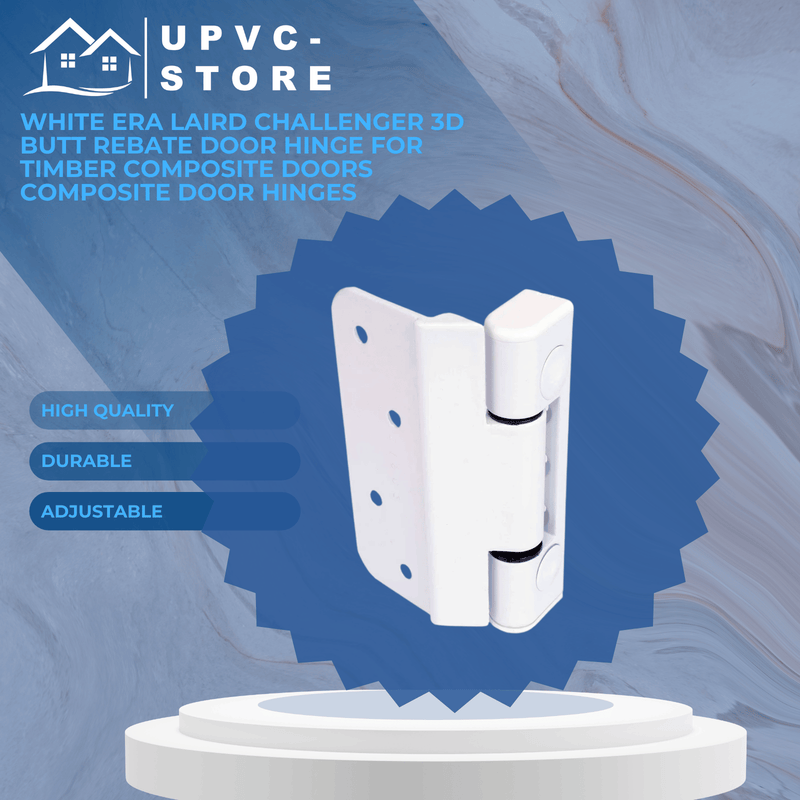 White Era Laird Challenger 3D Butt Rebate Door Hinge for Timber Composite Doors composite door hinges - UPVCSTORE