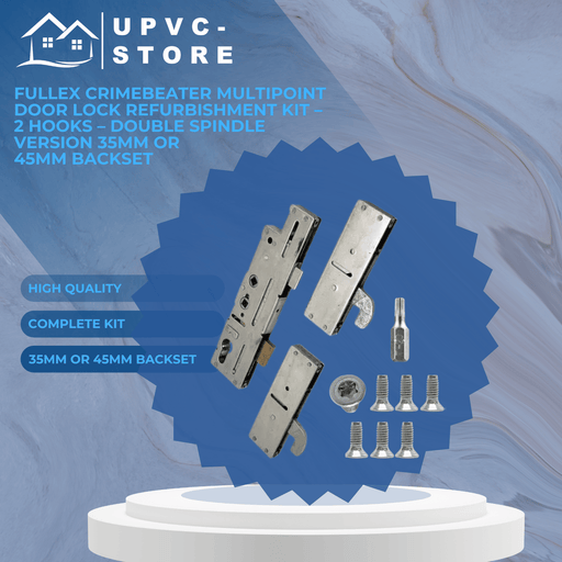 Fullex Crimebeater Multipoint Door Lock Refurbishment Kit – 2 Hooks – Double Spindle Version 35mm or  45mm Backset