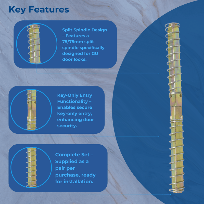 GU Upvc Split Spindle Pack Door Handle and Door Lock for Key Only Entry by GU (75/75mm GU)