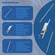 ERA Vectis Multipoint Door Lock with Latch, Deadbolt & 4 Rollers – Split Spindle Design