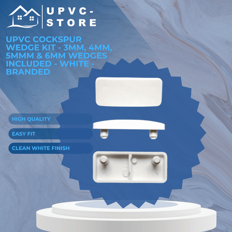 UPVC Cockspur Wedge Kit - 3mm, 4mm, 5mmm & 6mm Wedges included - White - Branded