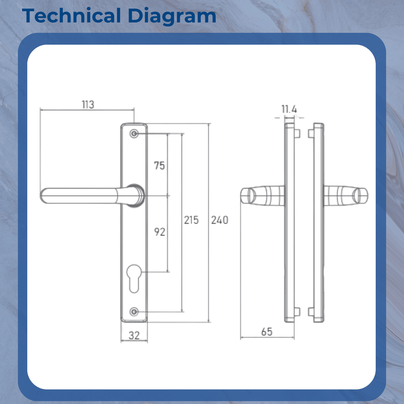 Direkt Hybrid uPVC Door Handle 215mm Screw Centres 92PZ
